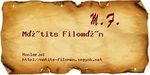 Mátits Filomén névjegykártya